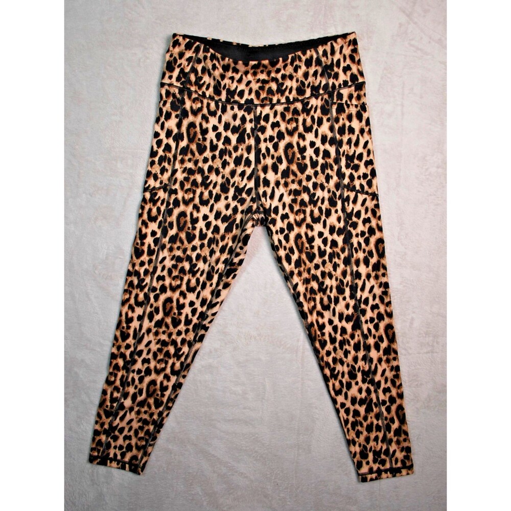 Victoria's Secret Leggings Women's Size 14 Leopard Print Pocket High Rise 7/8